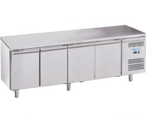 M-GN4100BT-FC Banco refrigerato ventilato in acciaio inox AISI201, 4 porte